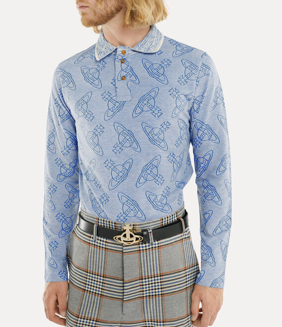 Vivienne Westwood Long Sleeve Polo Top in CREAM/BLUE